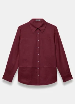 Burgundy Linen Blend Shirt
