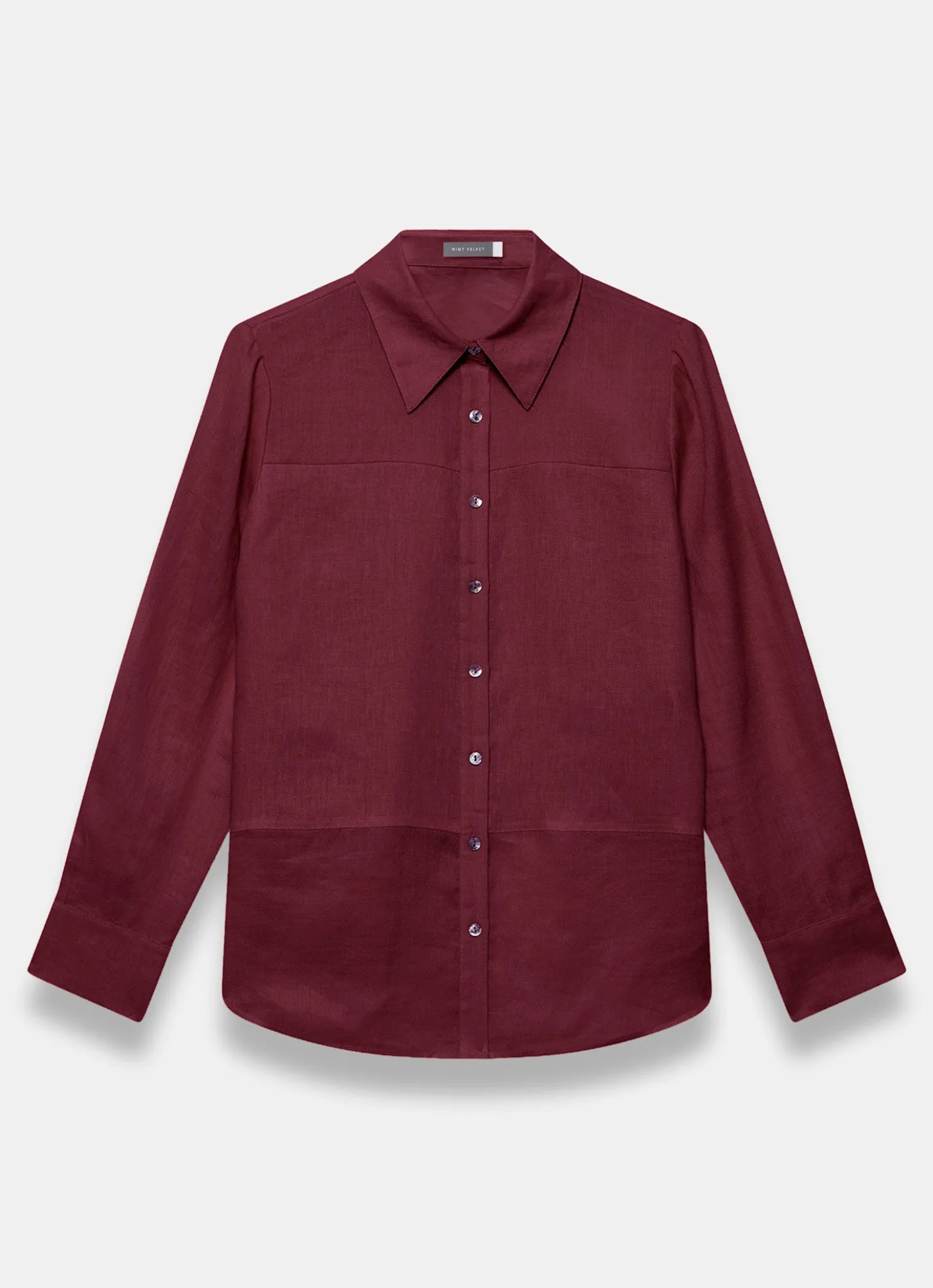 Burgundy Linen Blend Shirt