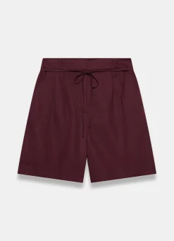 Burgundy Linen Blend Shorts