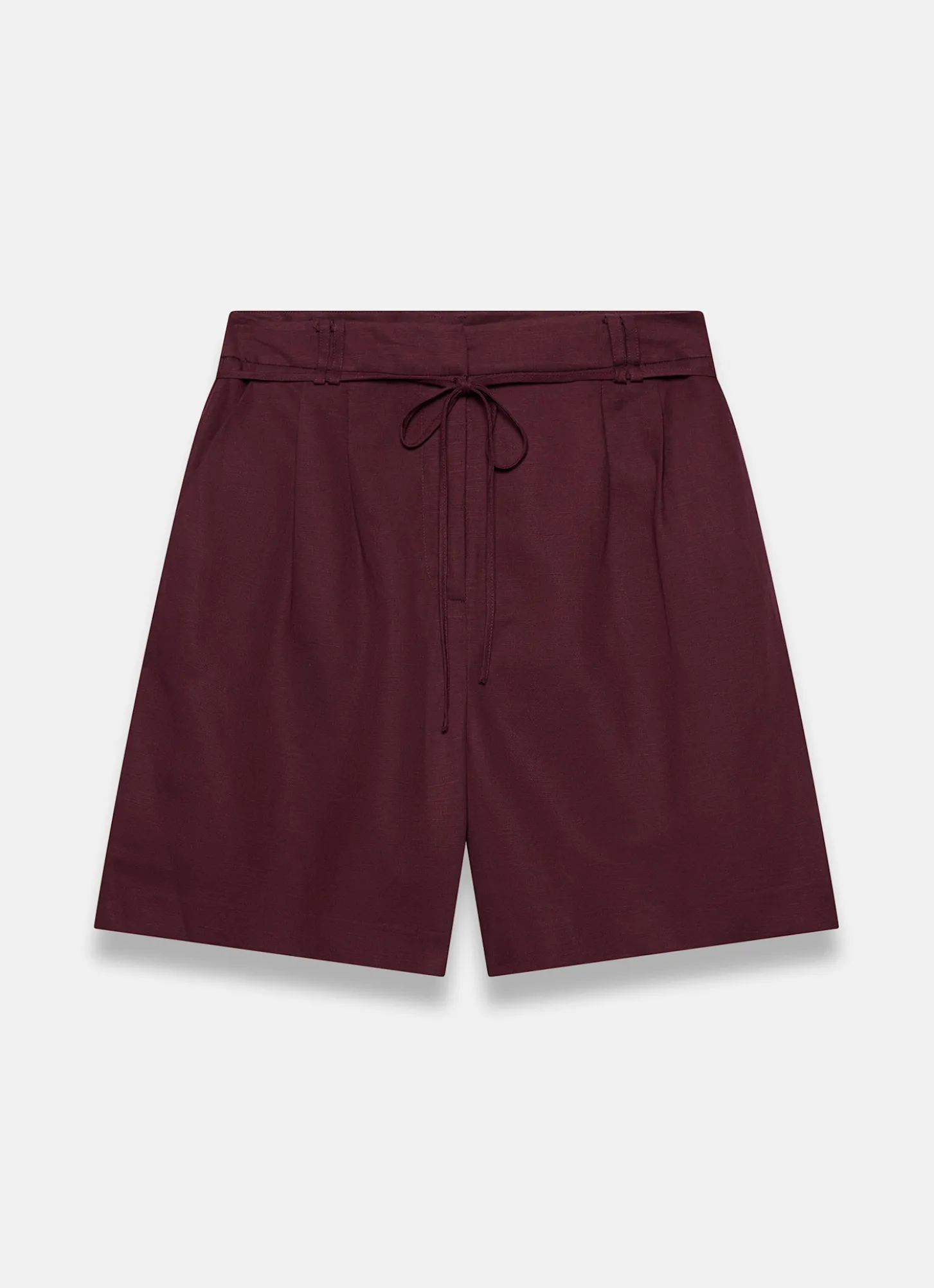 Burgundy Linen Blend Shorts