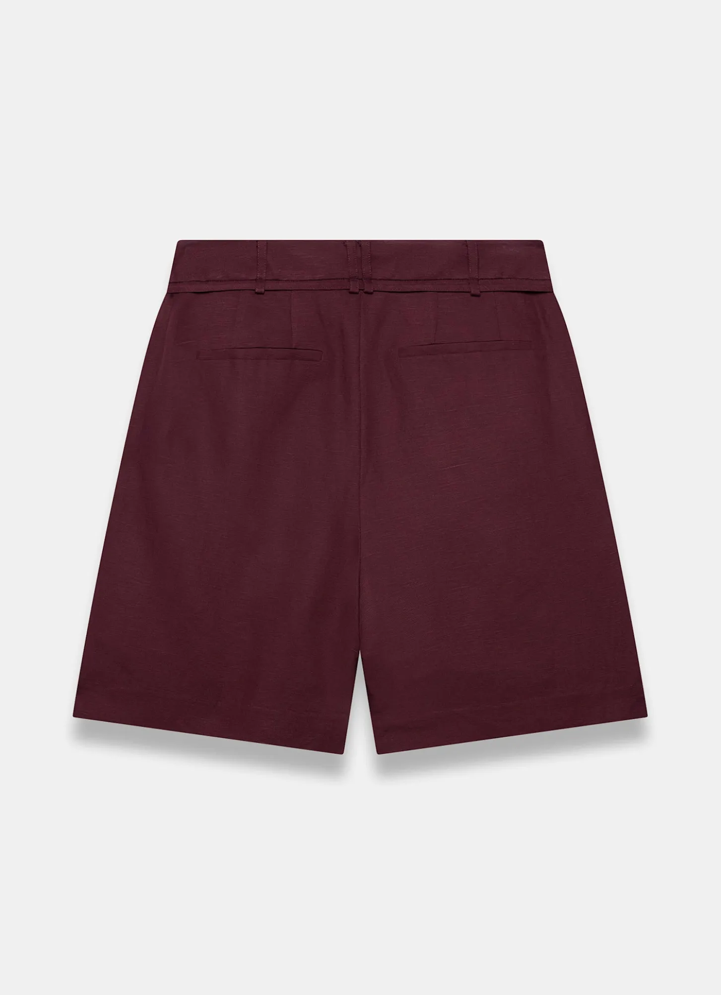 Burgundy Linen Blend Shorts