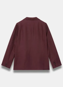 Burgundy Linen Blend Single Breasted Blazer