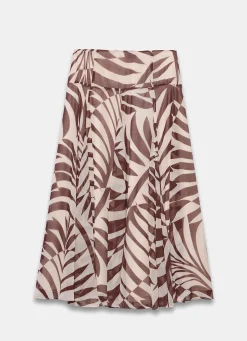 Burgundy Palm Print Maxi Skirt