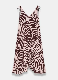 Burgundy Palm Print Maxi Dress