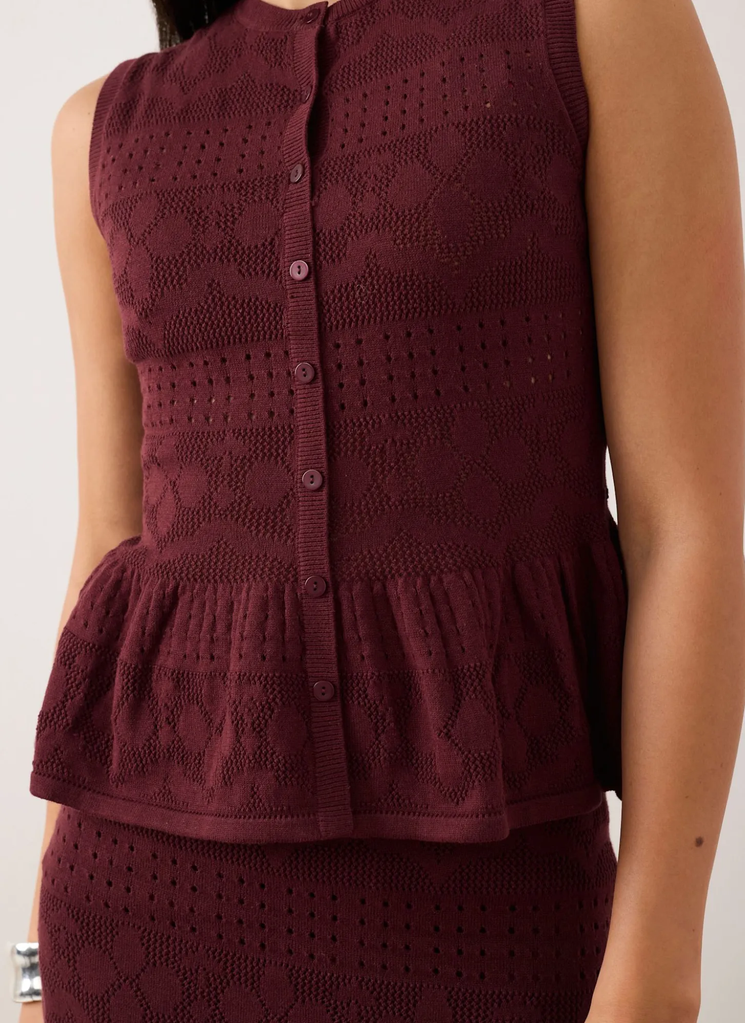 Burgundy Peplum Knit Top
