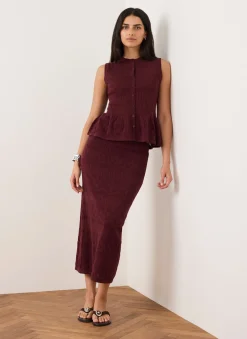 Burgundy Peplum Knit Top