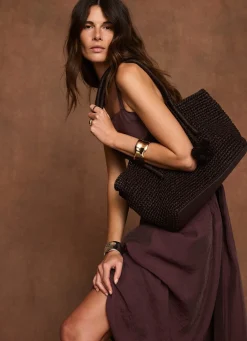 Burgundy Ramie Drop Waist Midi Dress