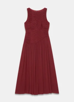 Burgundy Ruched Detail Maxi Dress