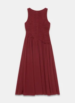 Burgundy Ruched Detail Maxi Dress