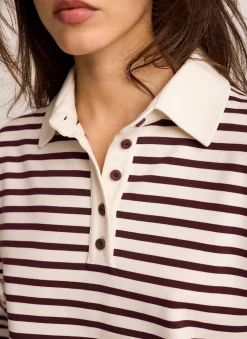 Burgundy Stripe Polo Shirt Top