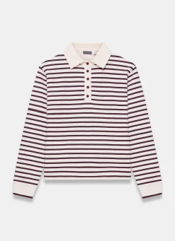 Burgundy Stripe Polo Shirt Top