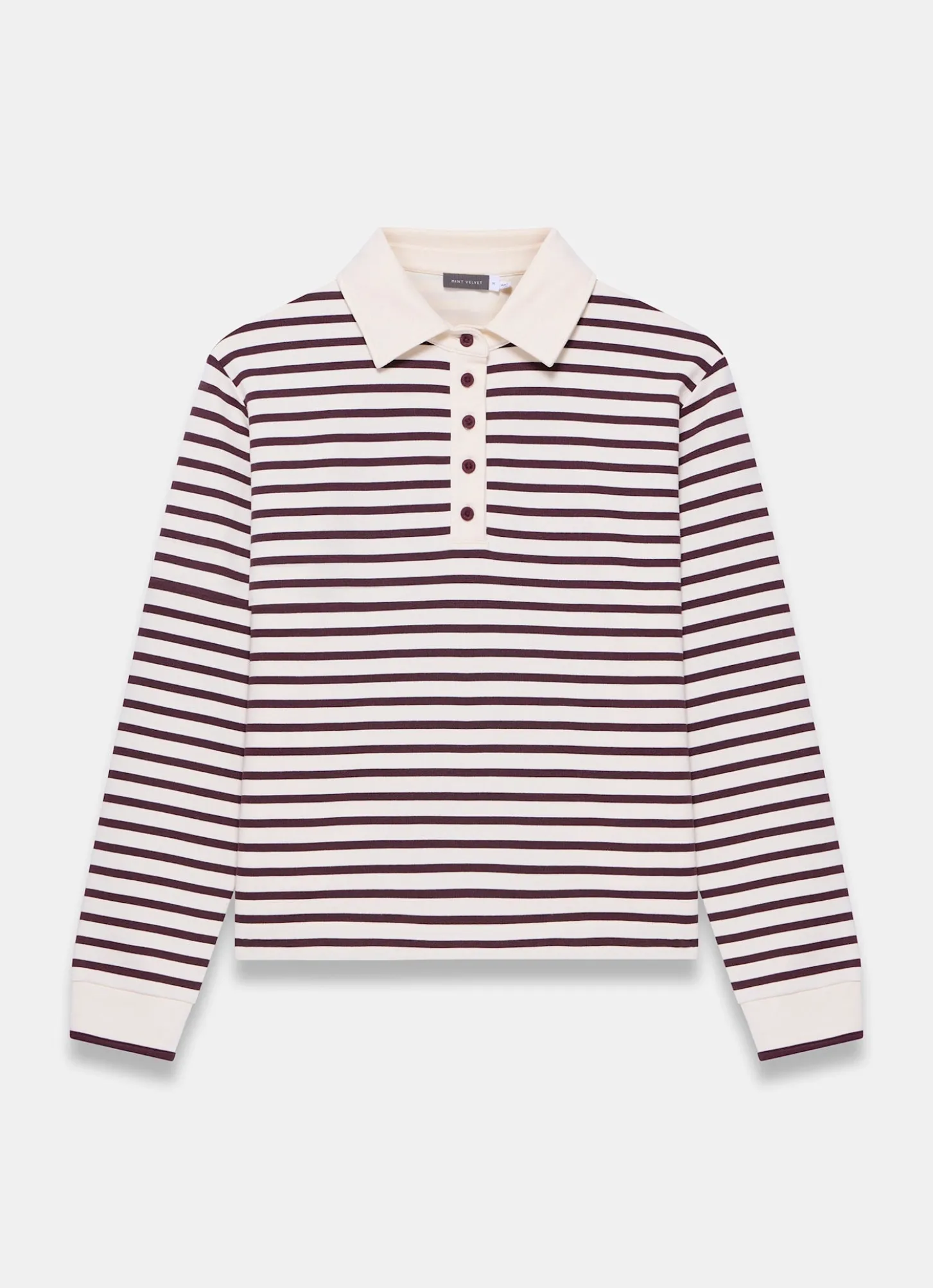 Burgundy Stripe Polo Shirt Top