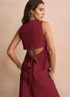 Burgundy Tailored Tie Back Waistcoat