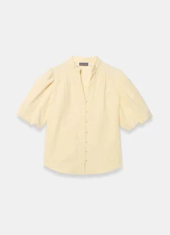 Butter Yellow Corduroy Puff Sleeve Blouse