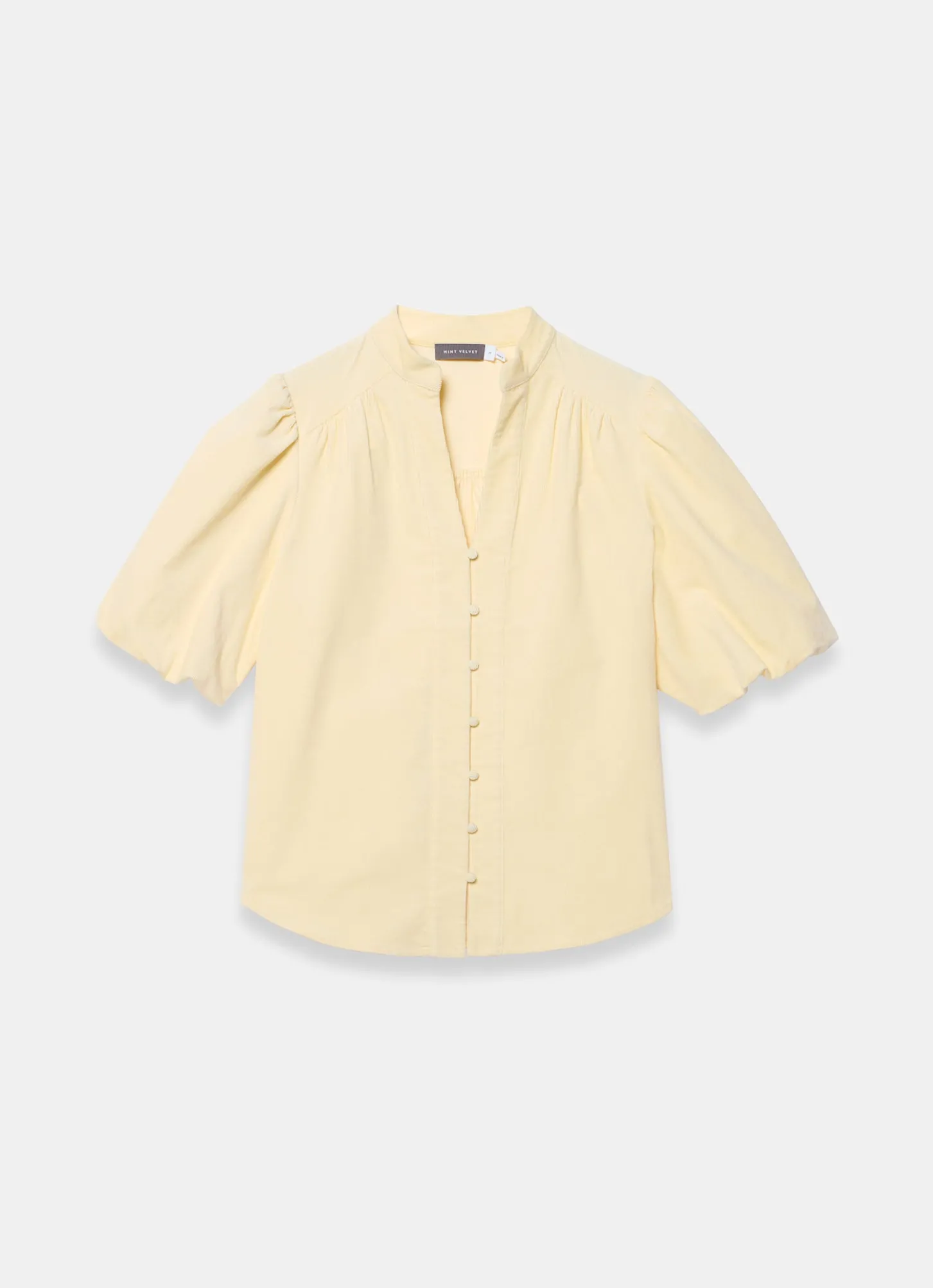 Butter Yellow Corduroy Puff Sleeve Blouse