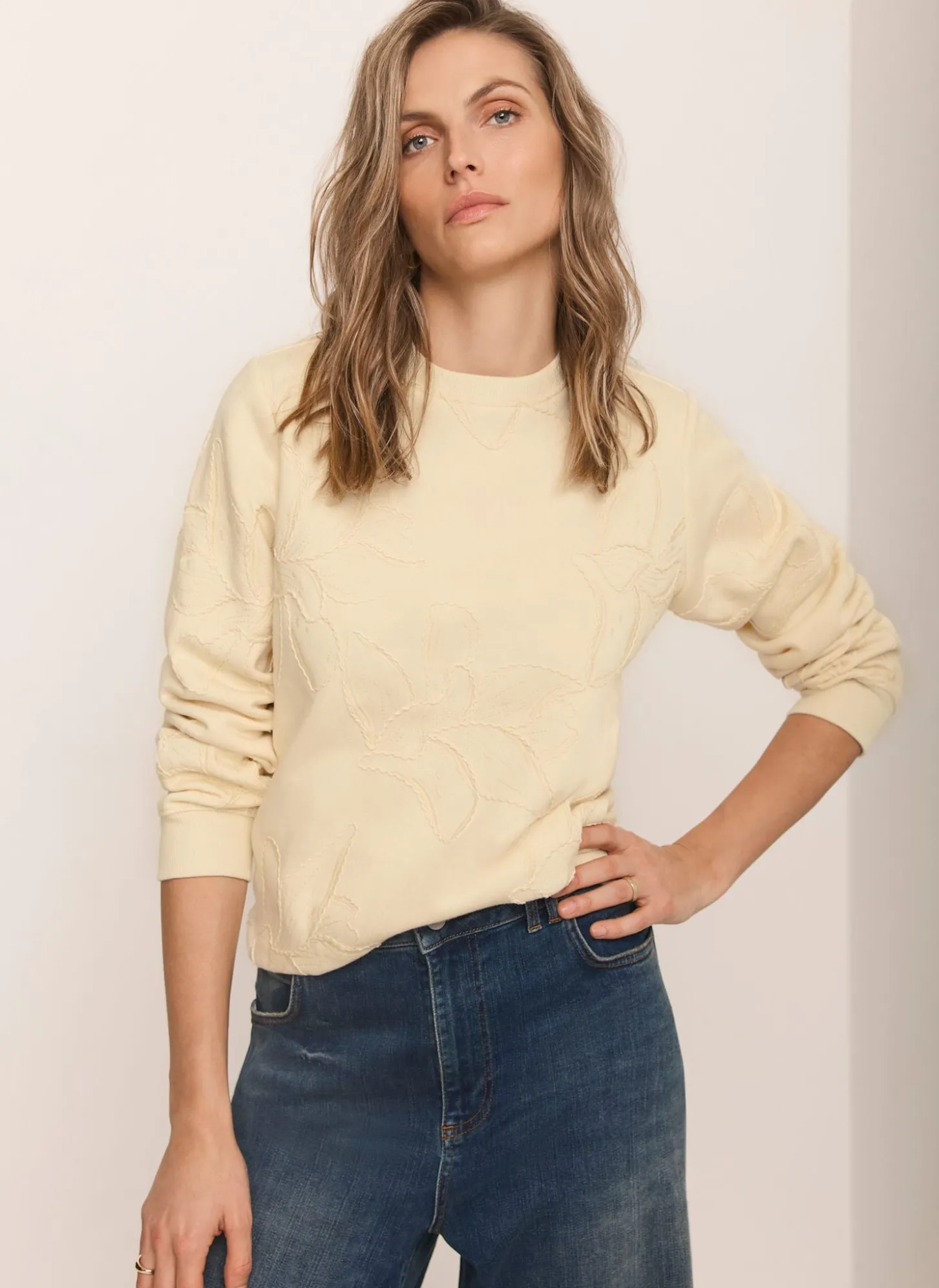 Butter Yellow Embroidered Sweatshirt