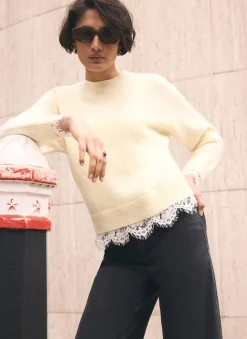 Butter Yellow Lace Hem Jumper
