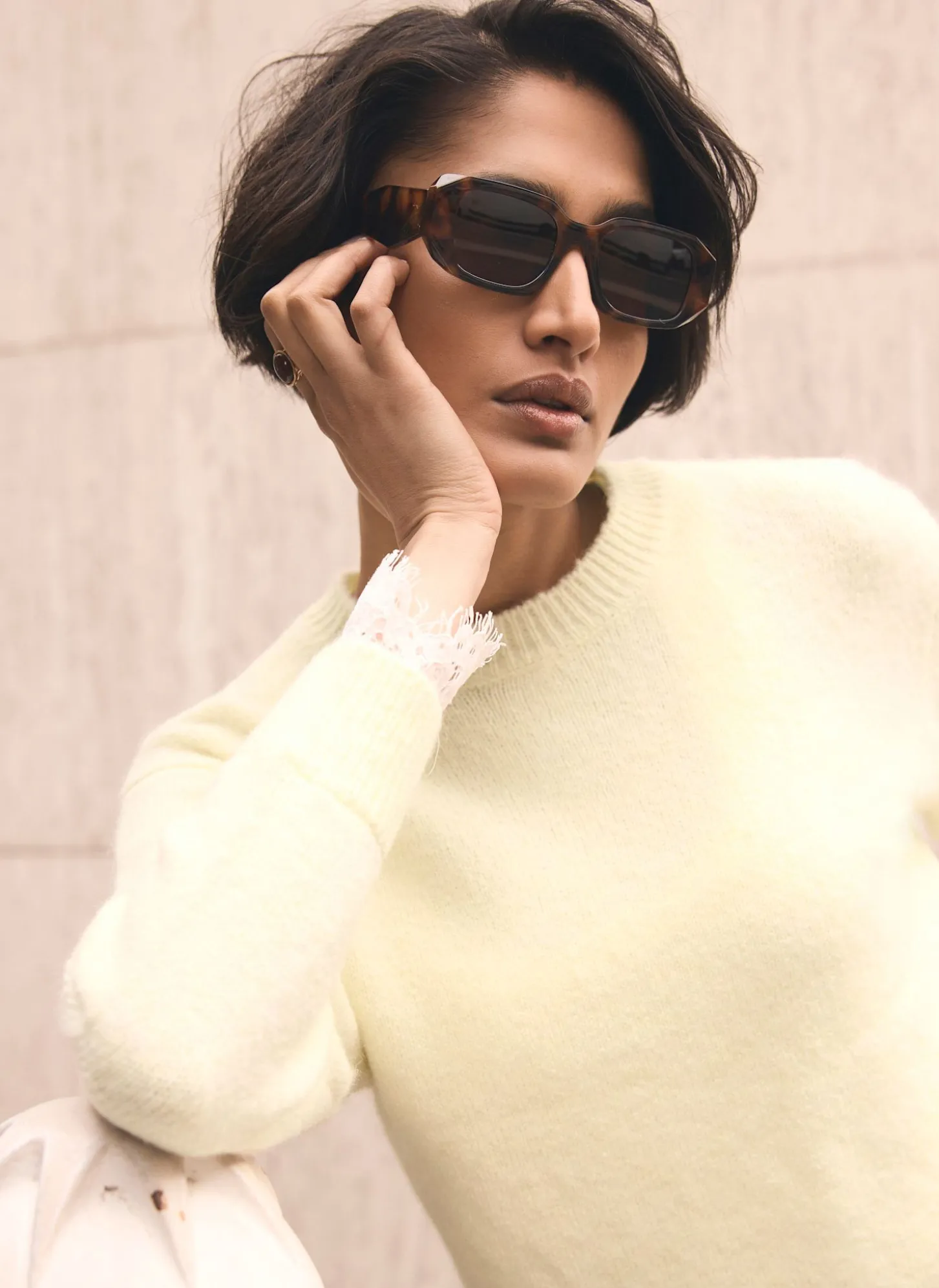 Butter Yellow Lace Hem Jumper