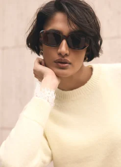 Butter Yellow Lace Hem Jumper