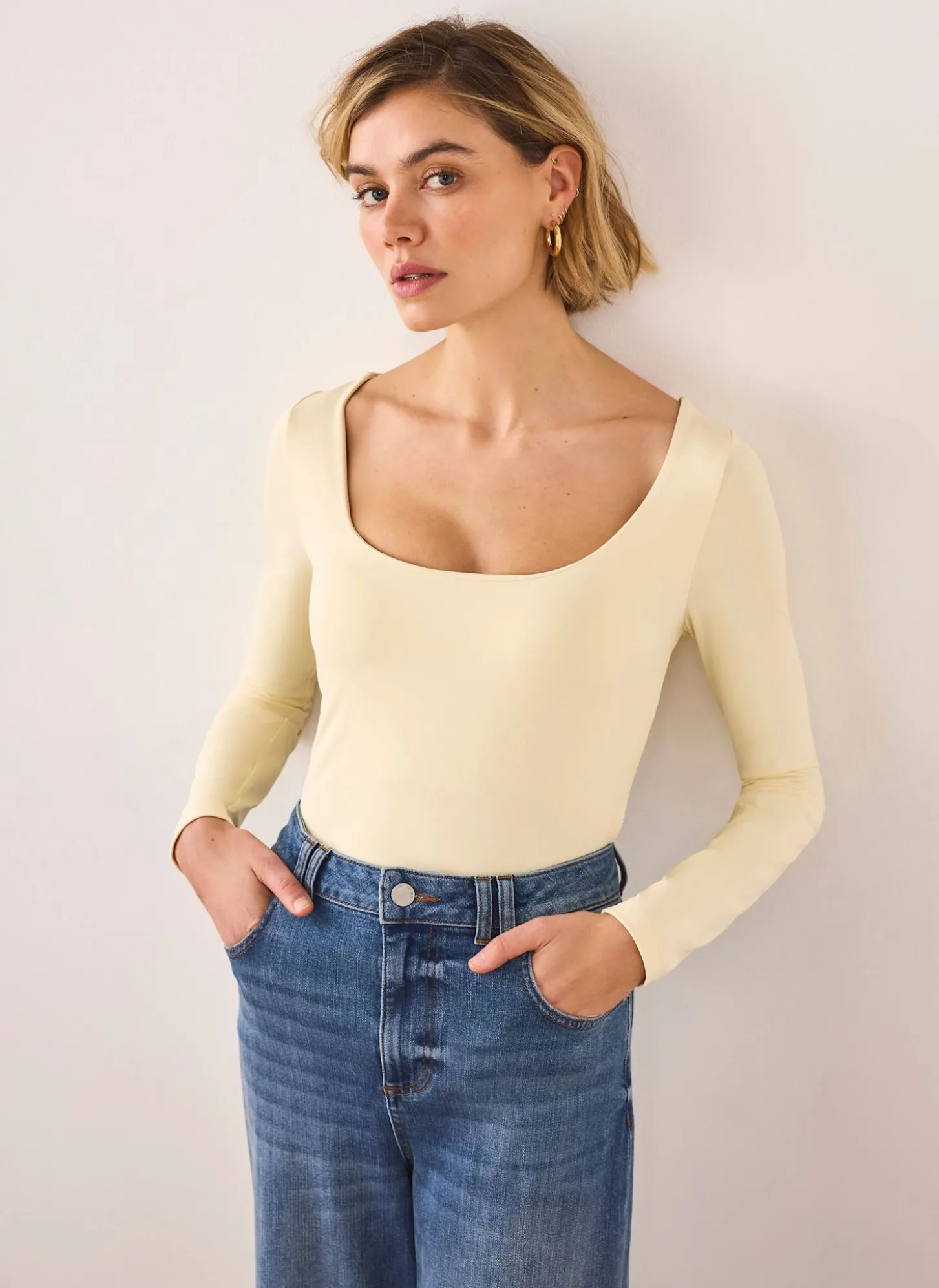 Butter Yellow Layering Scoop Neck Top