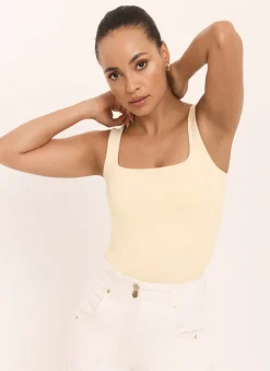 Butter Yellow Layering Scoop Neck Vest