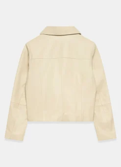Butter Yellow Leather Scallop Detail Jacket