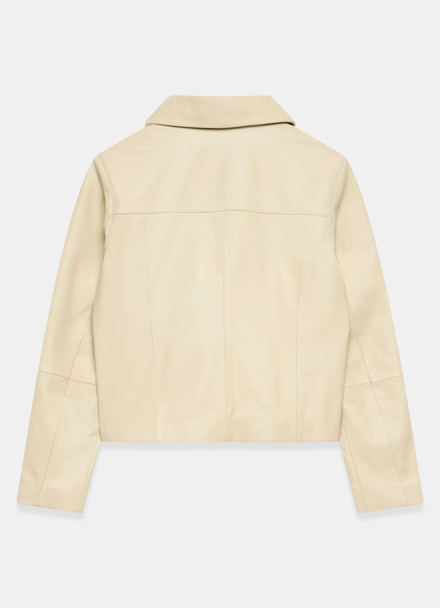 Butter Yellow Leather Scallop Detail Jacket