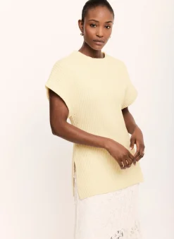 Butter Yellow Wool Blend Longline Knit Top