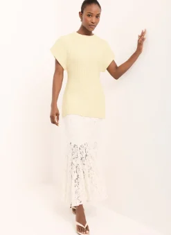 Butter Yellow Wool Blend Longline Knit Top