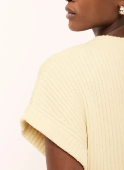 Butter Yellow Wool Blend Longline Knit Top