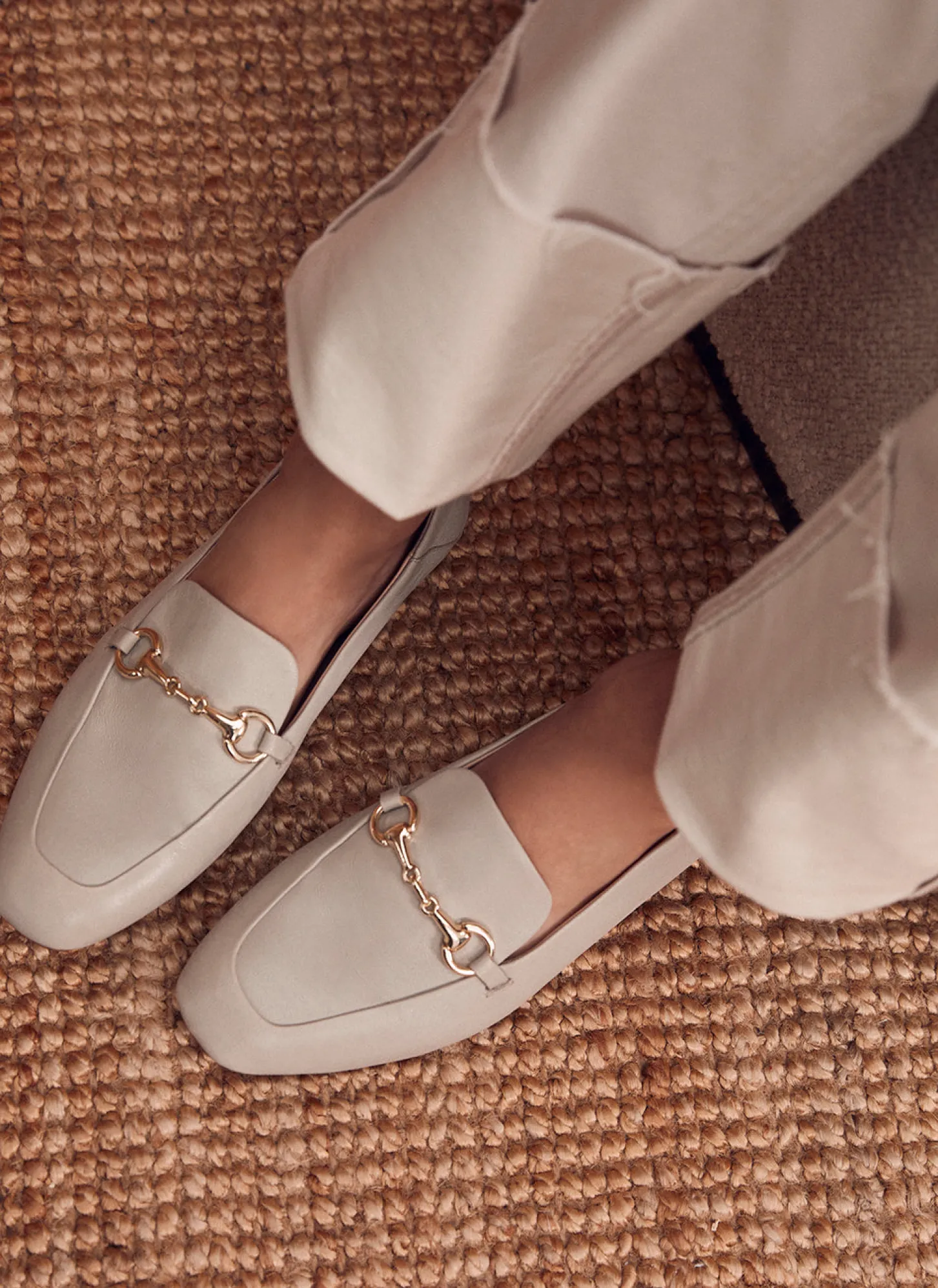 Camille Beige Leather Loafers