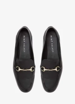 Camille Black Leather Loafers