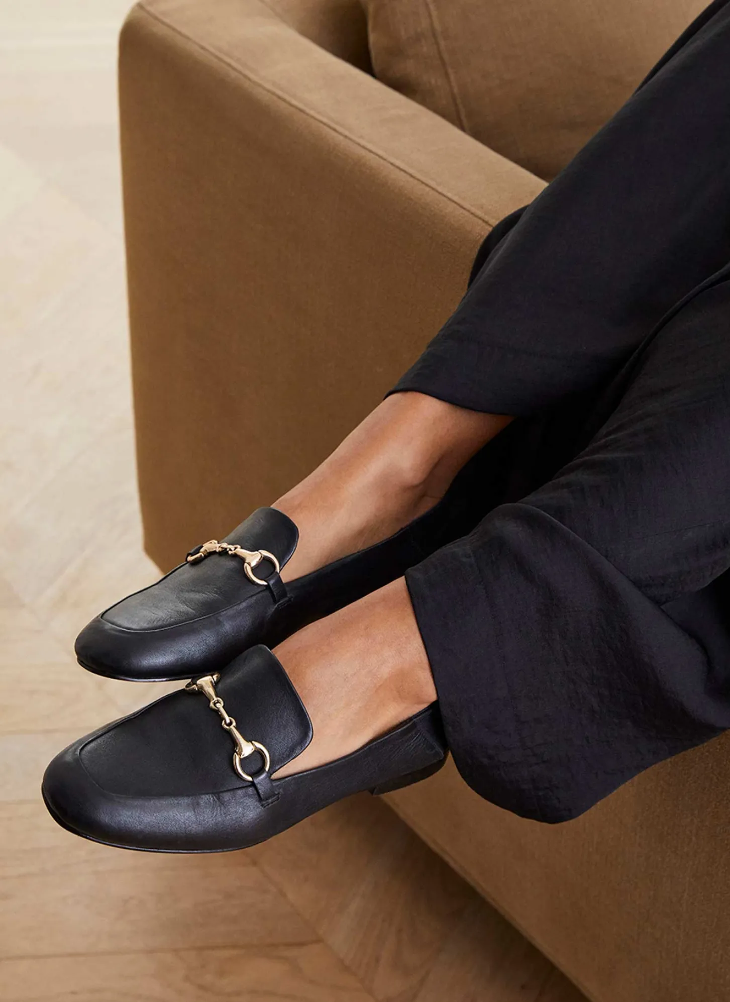 Camille Black Leather Loafers