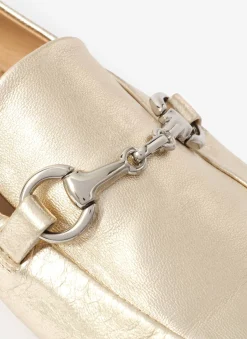 Camille Gold Leather Loafers