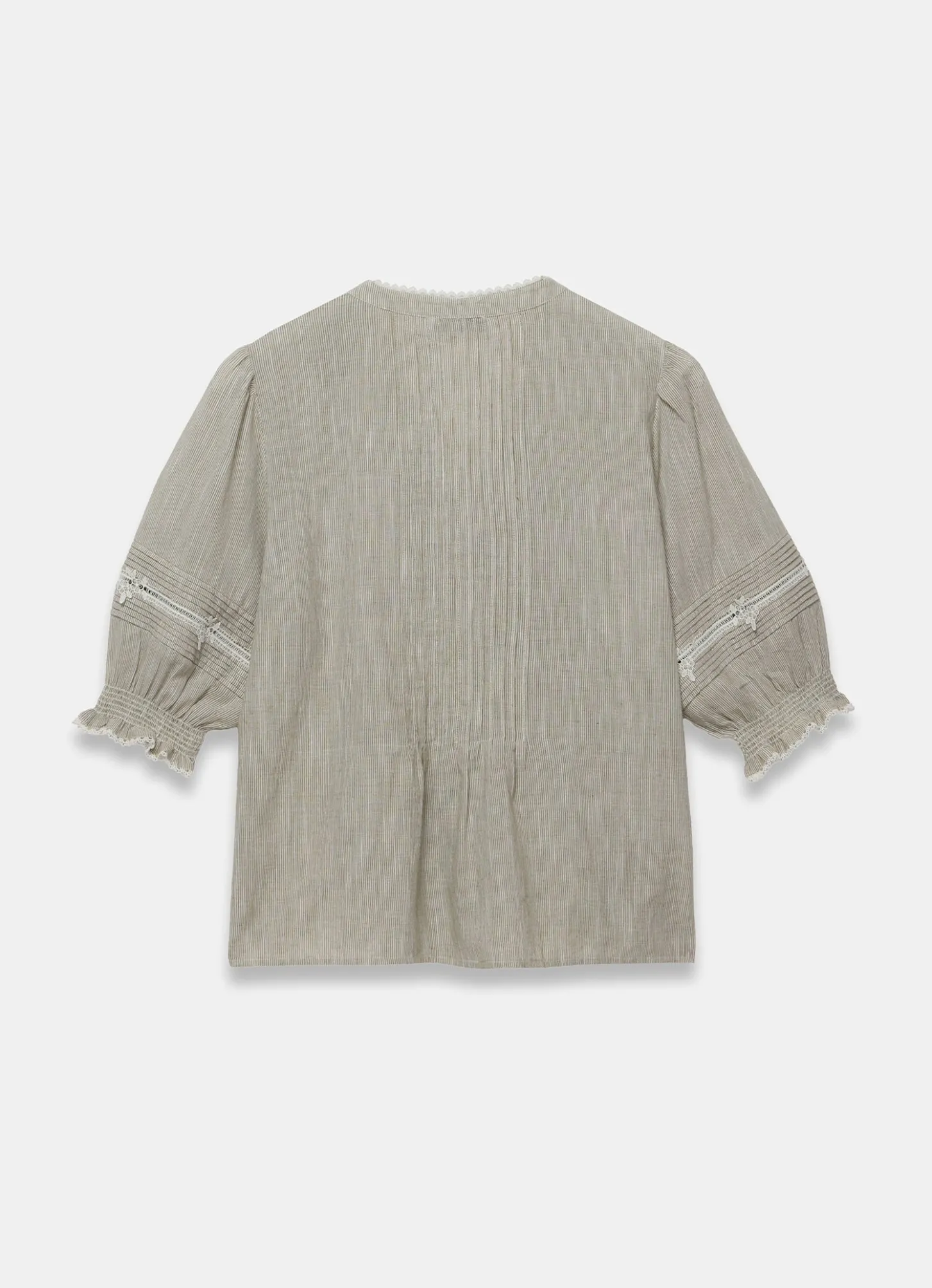 Cotton Stripe Ruffle Blouse