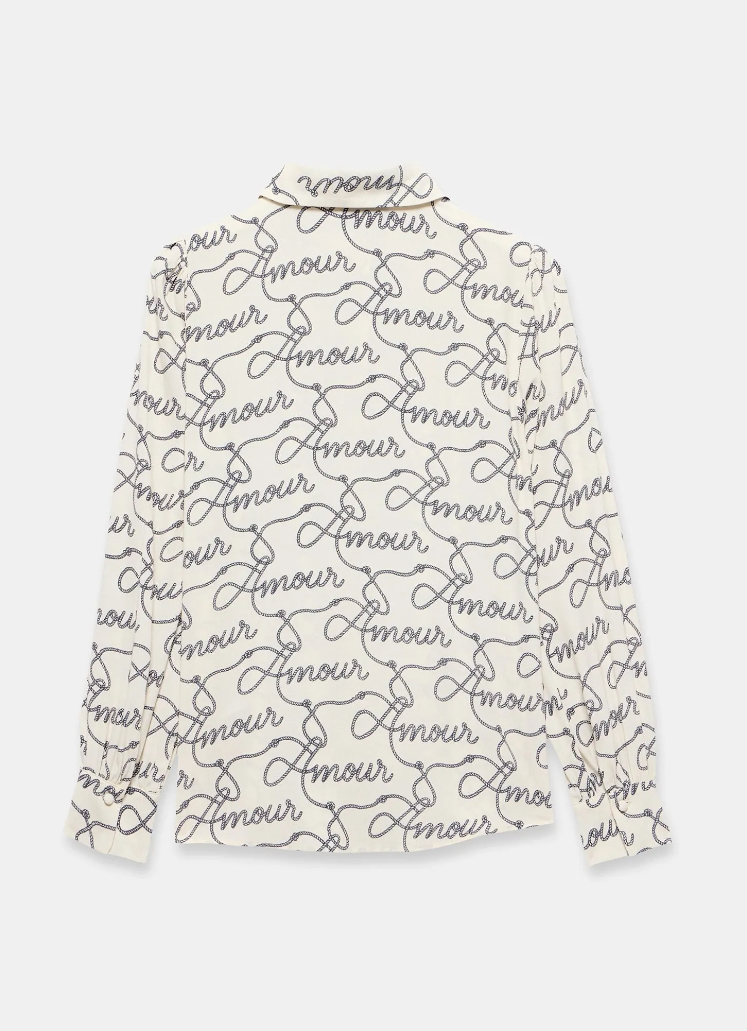 Cream Amour Print Bow Shirt