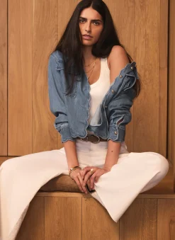 Cream Ankle Wide Leg Jeans