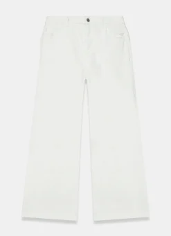Cream Ankle Wide Leg Jeans