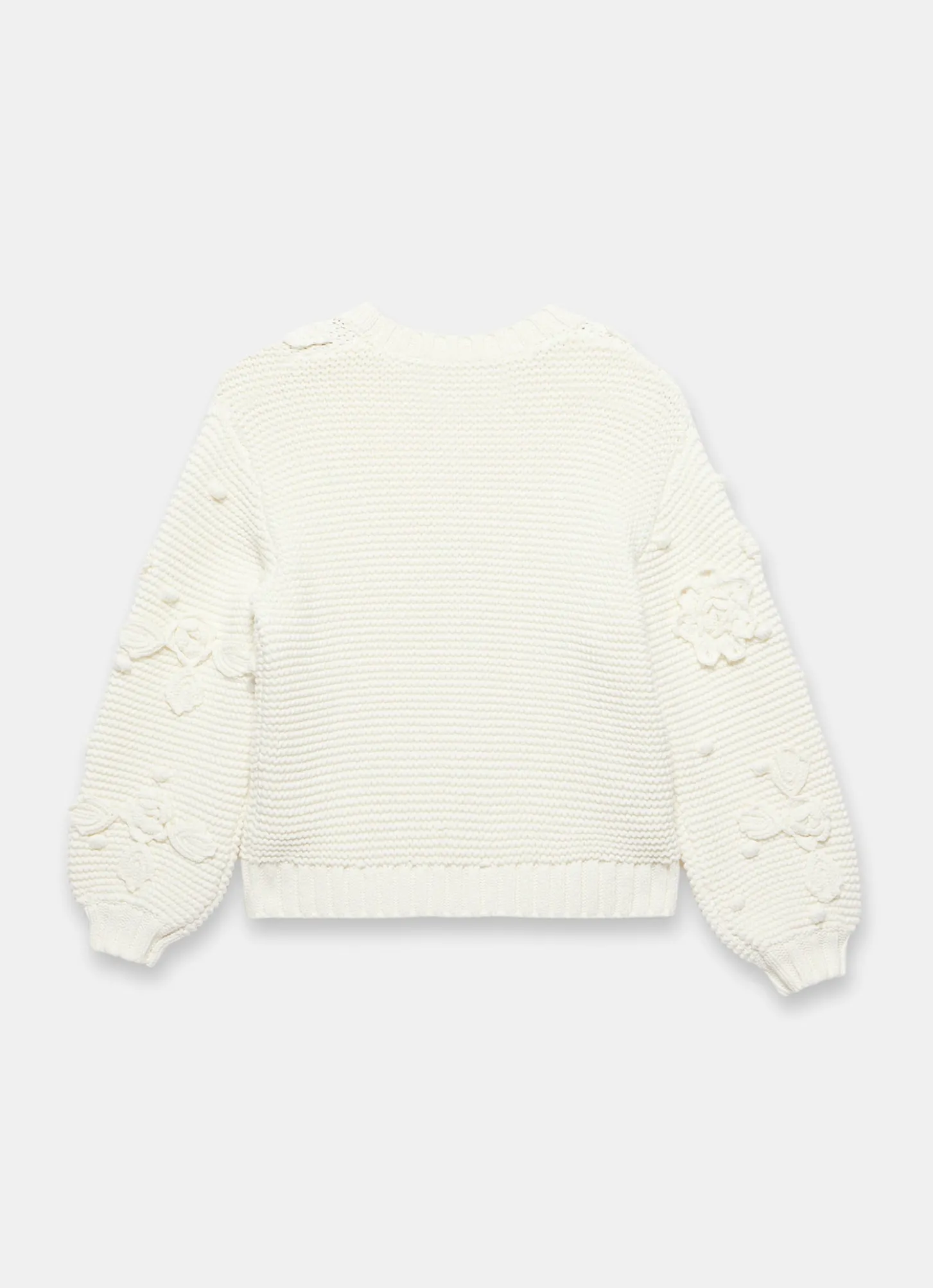 Cream Applique Flower Cardigan