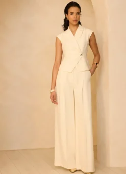 Cream Asymmetric Tailored Waistcoat