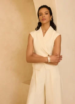 Cream Asymmetric Tailored Waistcoat
