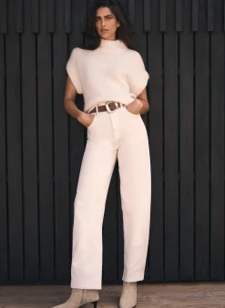 Cream Barrel Leg Jeans