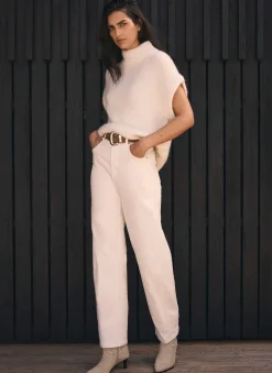 Cream Barrel Leg Jeans