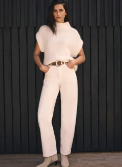Cream Barrel Leg Jeans