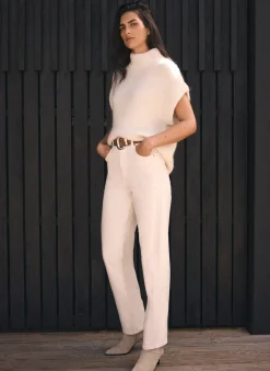 Cream Barrel Leg Jeans