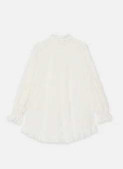 Cream Broderie Trim Longline Blouse