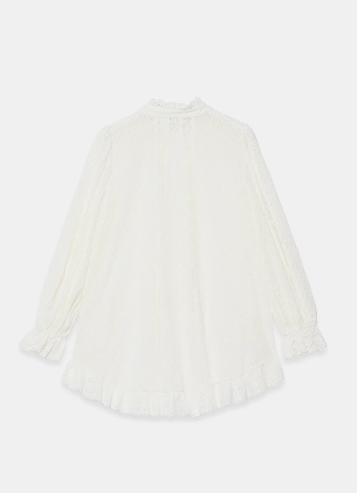 Cream Broderie Trim Longline Blouse