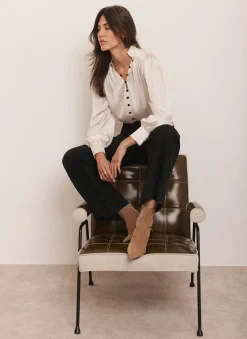 Cream Contrast Satin Blouse