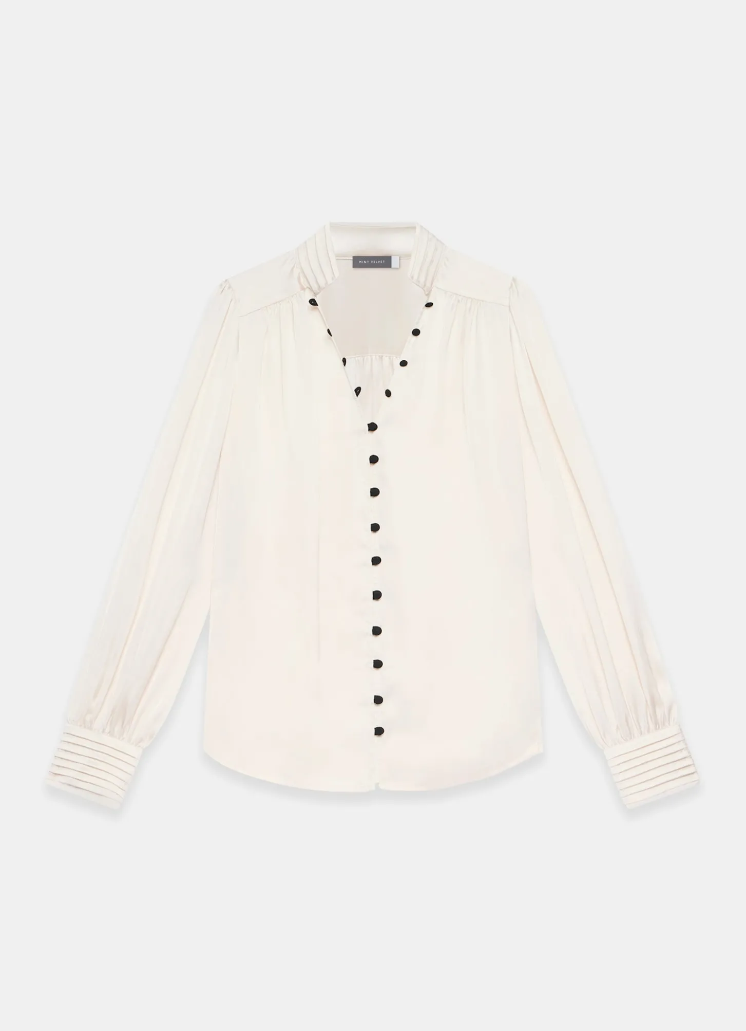 Cream Contrast Satin Blouse