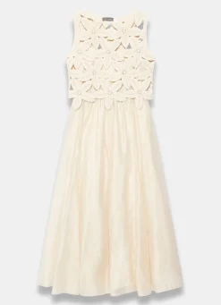 Cream Cotton Blend Crochet Maxi Dress